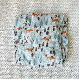 Winter Water Factory WWF Organic Cotton Crib Sheet Winter Fox Blue Made In USA